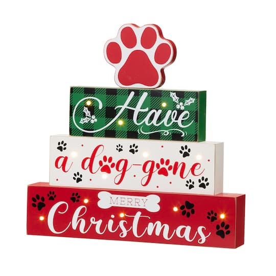 Glitzhome&#xAE; 12&#x22; LED Lighted Pet Block Word Sign